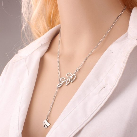 Necklace Woman Geometric Drop Bird And Leaf Bar Jewelry Trendy - Picture 3 of 3